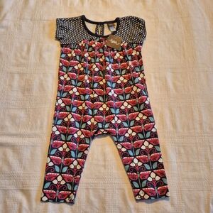 Tea Collection girls size 6-9 months shirt sleeve romper, New with tags